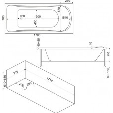 Акриловая ванна Bas Атланта 1700х700 на каркасе