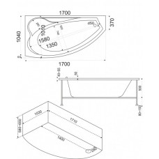 Акриловая ванна BAS Николь 170x100 правая на каркасе с экраном